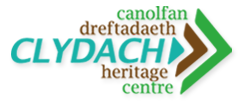 Logo for Clydach Heritage Centre shows Turqiuose for CLydach, Brown for Heritage and Green for Centre.